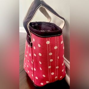 Lands End Small Cooler Tote Bag Zipper Closure Pink, White Polka Dots & …